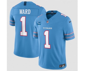 Men's Tennessee Titans #1 Cameron Ward Light Blue 2026 With 2-Star C Patch F.U.S.E. Vapor Limited Football Stitched Jersey