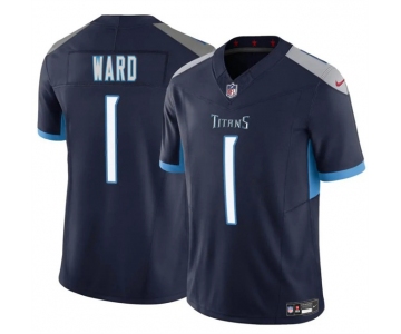 Men's Tennessee Titans #1 Cameron Ward Navy 2025 Draft F.U.S.E. Vapor Limited Football Stitched Jersey