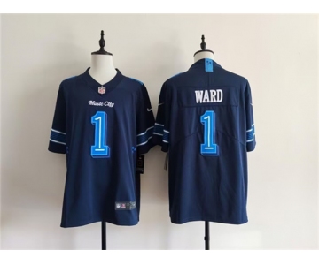 Men's Tennessee Titans #1 Cameron Ward Navy 2026 'Music City' Rivalries Collection Limited Football Stitched Jersey