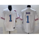 Men's Tennessee Titans #1 Cameron Ward White 2025 Draft F.U.S.E. 1997 Throwback Patch Vapor Limited Football Stitched Jersey