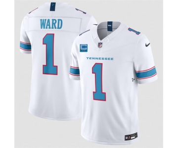 Men's Tennessee Titans #1 Cameron Ward White 2026 With 2-Star C Patch F.U.S.E. Vapor Limited Football Stitched Jersey