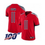 Men's Tennessee Titans #11 A.J. Brown Limited Red Inverted Legend 100th Season Football Jersey