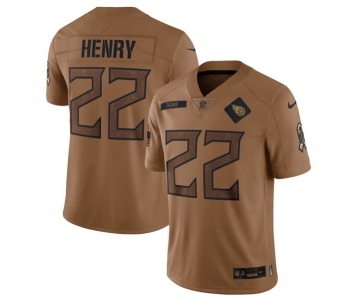 Men's Tennessee Titans #22 Derrick Henry 2023 Brown Salute To Service Limited Football Stitched Jersey
