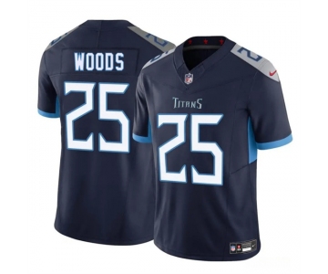 Men's Tennessee Titans #25 Xavier Woods Navy 2025 F.U.S.E. Vapor Limited Football Stitched Jersey