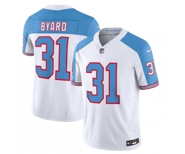 Men's Tennessee Titans #31 Kevin Byard White Blue 2023 F.U.S.E. Vapor Limited Throwback Football Stitched Jersey