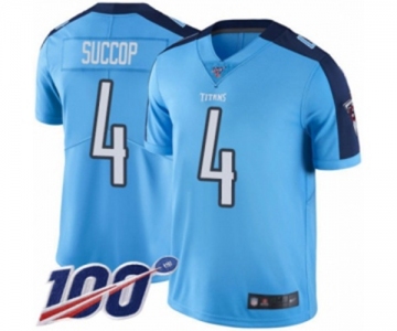 Men's Tennessee Titans #4 Ryan Succop Limited Light Blue Rush Vapor Untouchable 100th Season Football Jersey