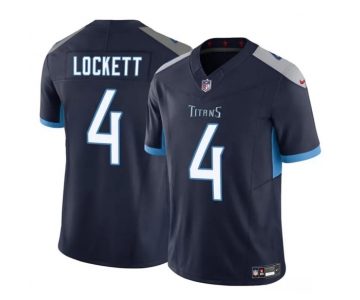 Men's Tennessee Titans #4 Tyler Lockett Navy 2025 F.U.S.E. Vapor Limited Football Stitched Jersey