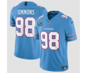Men's Tennessee Titans #98 Jeffery Simmons Light Blue 2026 With 4-Star C Patch F.U.S.E. Vapor Limited Football Stitched Jersey Men's Tennessee Titans #98 Jeffery Simmons Light Blue 2026 With 4-Star C Patch F.U.S.E. Vapor Limited Football Stitched Jersey
