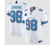 Men's Tennessee Titans #98 Jeffery Simmons White 2026 With 4-Star C Patch F.U.S.E. Vapor Limited Football Stitched Jersey Men's Tennessee Titans #98 Jeffery Simmons White 2026 With 4-Star C Patch F.U.S.E. Vapor Limited Football Stitched Jersey