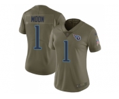 Women Nike Tennessee Titans #1 Warren Moon Olive Stitched NFL Limited 2017 Salute to Service Jersey
