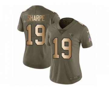 Women Nike Tennessee Titans #19 Tajae Sharpe Limited Olive Gold 2017 Salute to Service NFL Jersey