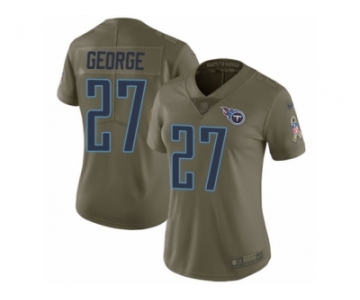 Women Nike Tennessee Titans #27 Eddie George Limited Olive 2017 Salute to Service NFL Jersey