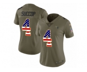 Women Nike Tennessee Titans #4 Ryan Succop Limited Olive USA Flag 2017 Salute to Service NFL Jersey
