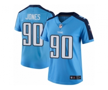 Women Nike Tennessee Titans #90 DaQuan Jones Limited Light Blue Rush Vapor Untouchable NFL Jersey