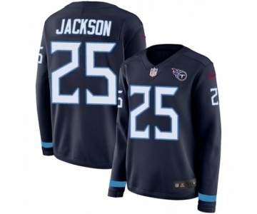 Women's Nike Tennessee Titans #25 Adoree' Jackson Limited Navy Blue Therma Long Sleeve NFL Jersey