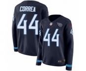 Women's Nike Tennessee Titans #44 Kamalei Correa Limited Navy Blue Therma Long Sleeve NFL Jersey