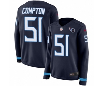 Women's Nike Tennessee Titans #51 Will Compton Limited Navy Blue Therma Long Sleeve NFL Jersey