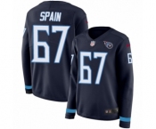 Women's Nike Tennessee Titans #67 Quinton Spain Limited Navy Blue Therma Long Sleeve NFL Jersey
