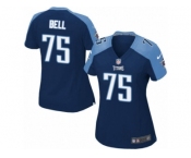 Women's Nike Tennessee Titans #75 Byron Bell Game Navy Blue Alternate NFL Jersey