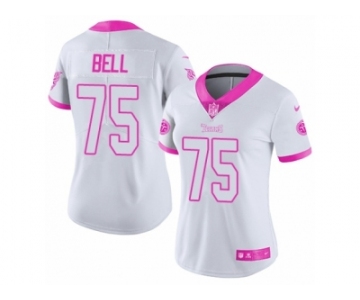 Women's Nike Tennessee Titans #75 Byron Bell Limited White Pink Rush Fashion NFL Jersey