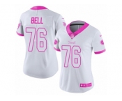 Women's Nike Tennessee Titans #76 Byron Bell Limited White Pink Rush Fashion NFL Jersey