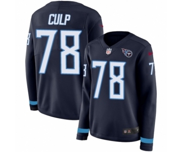Women's Nike Tennessee Titans #78 Curley Culp Limited Navy Blue Therma Long Sleeve NFL Jersey