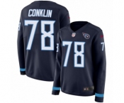 Women's Nike Tennessee Titans #78 Jack Conklin Limited Navy Blue Therma Long Sleeve NFL Jersey