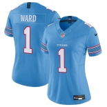 Women's Tennessee Titans #1 Cameron Ward Light Blue 2026 F.U.S.E. Vapor Limited Stitched Football Jersey