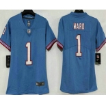 Women's Tennessee Titans #1 Cameron Ward Limited Blue Throwback Vapor Jersey
