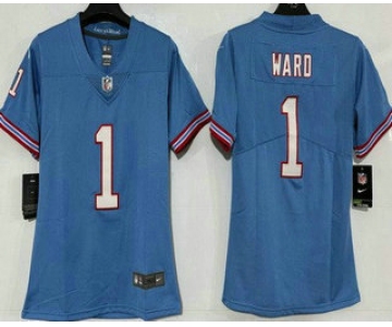 Women's Tennessee Titans #1 Cameron Ward Limited Blue Throwback Vapor Jersey