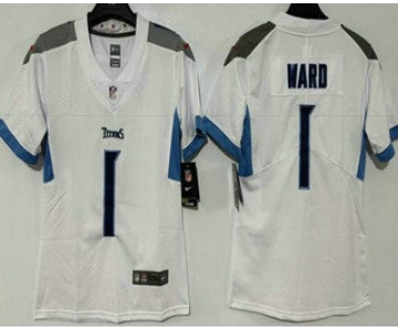 Women's Tennessee Titans #1 Cameron Ward Limited White Vapor Jersey