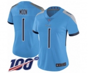 Women's Tennessee Titans #1 Warren Moon Light Blue Alternate Vapor Untouchable Limited Player 100th Season Football Jersey