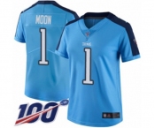 Women's Tennessee Titans #1 Warren Moon Limited Light Blue Rush Vapor Untouchable 100th Season Football Jersey