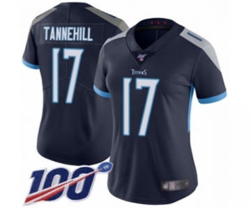Women's Tennessee Titans #17 Ryan Tannehill Navy Blue Team Color Vapor Untouchable Limited Player 100th Season Football Jersey