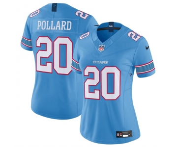 Women's Tennessee Titans #20 Tony Pollard Light Blue 2026 F.U.S.E. Vapor Limited Stitched Football Jersey