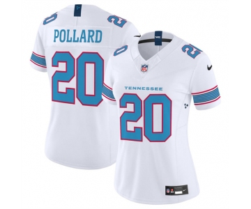 Women's Tennessee Titans #20 Tony Pollard White 2026 F.U.S.E. Vapor Limited Stitched Football Jersey