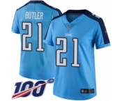 Women's Tennessee Titans #21 Malcolm Butler Limited Light Blue Rush Vapor Untouchable 100th Season Football Jersey