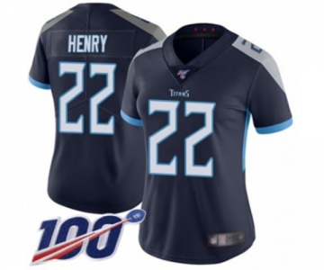 Women's Tennessee Titans #22 Derrick Henry Navy Blue Team Color Vapor Untouchable Limited Player 100th Season Football Jersey