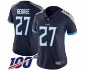 Women's Tennessee Titans #27 Eddie George Navy Blue Team Color Vapor Untouchable Limited Player 100th Season Football Jersey