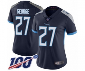 Women's Tennessee Titans #27 Eddie George Navy Blue Team Color Vapor Untouchable Limited Player 100th Season Football Jersey