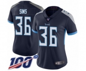 Women's Tennessee Titans #36 LeShaun Sims Navy Blue Team Color Vapor Untouchable Limited Player 100th Season Football Jersey