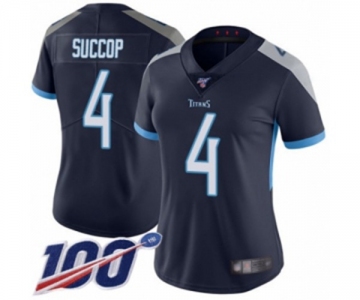 Women's Tennessee Titans #4 Ryan Succop Navy Blue Team Color Vapor Untouchable Limited Player 100th Season Football Jersey