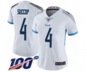Women's Tennessee Titans #4 Ryan Succop White Vapor Untouchable Limited Player 100th Season Football Jersey