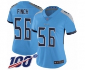 Women's Tennessee Titans #56 Sharif Finch Light Blue Alternate Vapor Untouchable Limited Player 100th Season Football Jersey