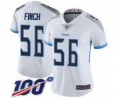 Women's Tennessee Titans #56 Sharif Finch White Vapor Untouchable Limited Player 100th Season Football Jersey