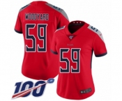 Women's Tennessee Titans #59 Wesley Woodyard Limited Red Inverted Legend 100th Season Football Jersey