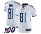 Women's Tennessee Titans #81 Jonnu Smith White Vapor Untouchable Limited Player 100th Season Football Jersey