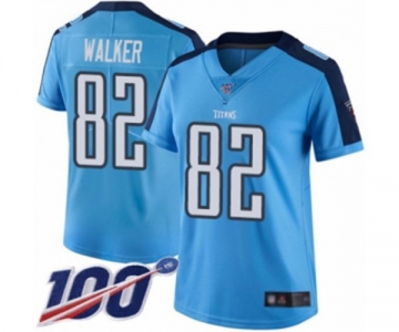 Women's Tennessee Titans #82 Delanie Walker Limited Light Blue Rush Vapor Untouchable 100th Season Football Jersey