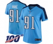 Women's Tennessee Titans #91 Cameron Wake Limited Light Blue Rush Vapor Untouchable 100th Season Football Jersey