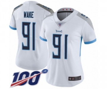 Women's Tennessee Titans #91 Cameron Wake White Vapor Untouchable Limited Player 100th Season Football Jersey
